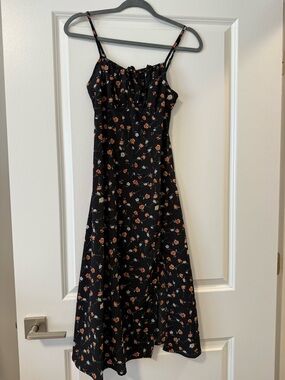 Black Floral Spaghetti-Strap Dress
